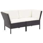 vidaXL Set mobilier de grădină cu perne, 8 piese, negru, poliratan