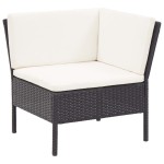 vidaXL Set mobilier de grădină cu perne, 8 piese, negru, poliratan