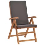 vidaXL Scaune de grădină rabatabile, perne, 2 buc, gri, lemn masiv tec vidaXL Scaune de grădină rabatabile, perne, 2 buc, gri, lemn masiv tec