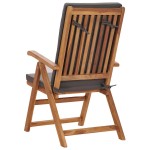 vidaXL Scaune de grădină rabatabile, perne, 2 buc, gri, lemn masiv tec vidaXL Scaune de grădină rabatabile, perne, 2 buc, gri, lemn masiv tec