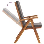 vidaXL Scaune de grădină rabatabile, perne, 2 buc, gri, lemn masiv tec vidaXL Scaune de grădină rabatabile, perne, 2 buc, gri, lemn masiv tec