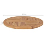 vidaXL Blat de masă, 60 cm, lemn masiv de tec, rotund, 2,5 cm