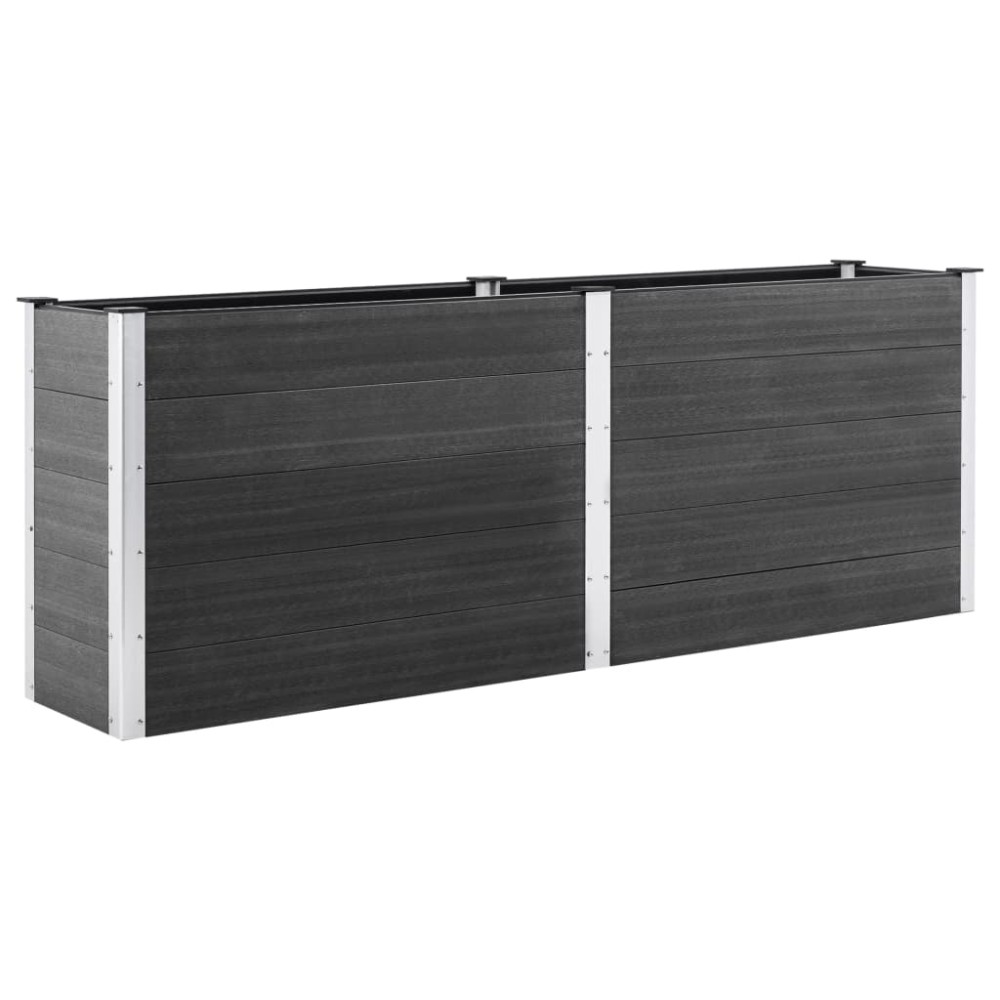 vidaXL Strat înălțat de grădină, gri, 250 x 100 x 91 cm, WPC