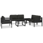 vidaXL Canapea de 1 persoană cu perne, antracit, aluminiu