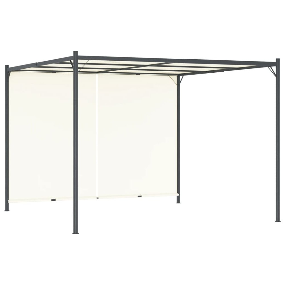 vidaXL Pergolă cu acoperiș rabatabil, alb crem, 3 x 3 m, oțel