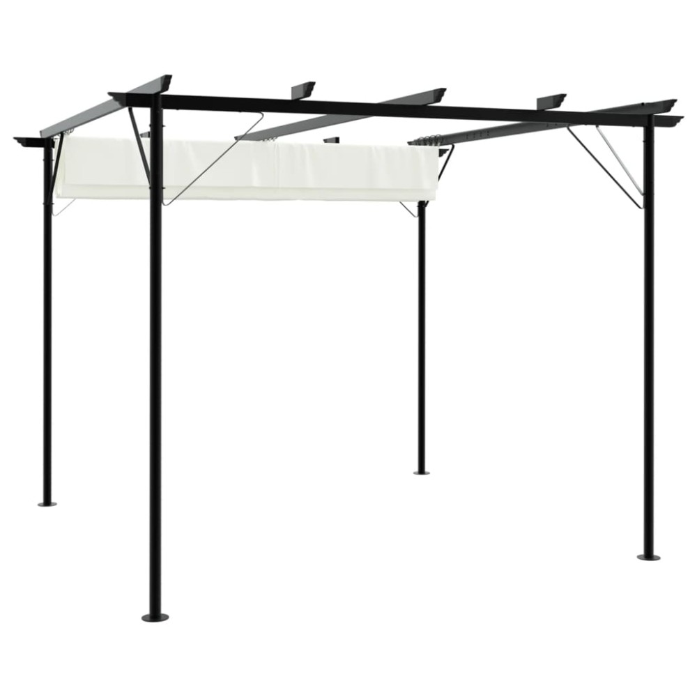 vidaXL Pergolă cu acoperiș retractabil, alb crem, 3 x 3 m, oțel