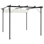 vidaXL Pergolă cu acoperiș retractabil, alb crem, 3 x 3 m, oțel vidaXL Pergolă cu acoperiș retractabil, alb crem, 3 x 3 m, oțel