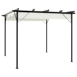 vidaXL Pergolă cu acoperiș retractabil, alb crem, 3 x 3 m, oțel vidaXL Pergolă cu acoperiș retractabil, alb crem, 3 x 3 m, oțel