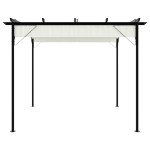 vidaXL Pergolă cu acoperiș retractabil, alb crem, 3 x 3 m, oțel vidaXL Pergolă cu acoperiș retractabil, alb crem, 3 x 3 m, oțel