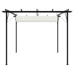 vidaXL Pergolă cu acoperiș retractabil, alb crem, 3 x 3 m, oțel vidaXL Pergolă cu acoperiș retractabil, alb crem, 3 x 3 m, oțel