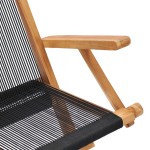 vidaXL Scaune de grădină pliabile, 2 buc, lemn masiv de tec & frânghie