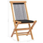 vidaXL Scaune de grădină pliabile, 2 buc, lemn masiv de tec & frânghie