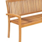 vidaXL Bancă grădină stivuibilă, 3 locuri, 159 cm, lemn masiv de tec