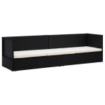 vidaXL Pat șezlong de exterior cu perne, negru, poliratan vidaXL Pat șezlong de exterior cu perne, negru, poliratan