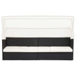 vidaXL Canapea de grădină cu copertină, negru, poliratan vidaXL Canapea de grădină cu copertină, negru, poliratan