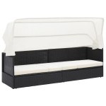 vidaXL Canapea de grădină cu copertină, negru, poliratan vidaXL Canapea de grădină cu copertină, negru, poliratan