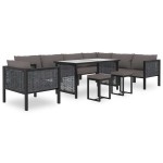 vidaXL Canapea de colț modulară, cotieră stânga, antracit, poliratan vidaXL Canapea de colț modulară, cotieră stânga, antracit, poliratan