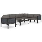 vidaXL Set mobilier de grădină cu perne, 8 piese, antracit, poliratan vidaXL Set mobilier de grădină cu perne, 8 piese, antracit, poliratan