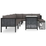 vidaXL Set mobilier de grădină cu perne, 9 piese, antracit, poliratan vidaXL Set mobilier de grădină cu perne, 9 piese, antracit, poliratan