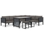 vidaXL Set mobilier de grădină cu perne, 9 piese, antracit, poliratan vidaXL Set mobilier de grădină cu perne, 9 piese, antracit, poliratan
