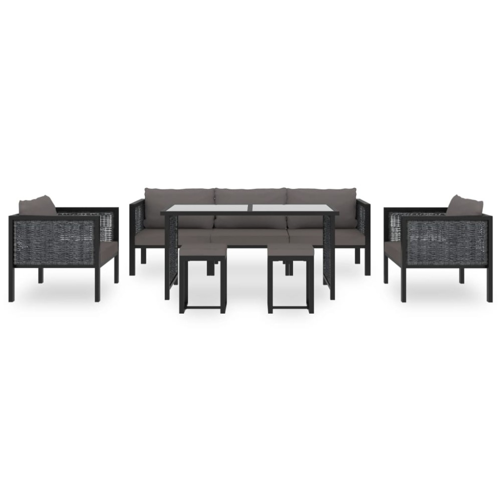 vidaXL Set mobilier de grădină cu perne, 8 piese, antracit, poliratan