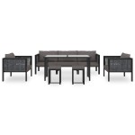 vidaXL Set mobilier de grădină cu perne, 8 piese, antracit, poliratan vidaXL Set mobilier de grădină cu perne, 8 piese, antracit, poliratan