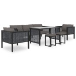 vidaXL Set mobilier de grădină cu perne, 8 piese, antracit, poliratan vidaXL Set mobilier de grădină cu perne, 8 piese, antracit, poliratan