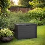 vidaXL Ladă de depozitare pentru grădină, antracit, 78 x 44 x 55 cm vidaXL Ladă de depozitare pentru grădină, antracit, 78 x 44 x 55 cm
