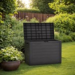 vidaXL Ladă de depozitare pentru grădină, antracit, 78 x 44 x 55 cm vidaXL Ladă de depozitare pentru grădină, antracit, 78 x 44 x 55 cm