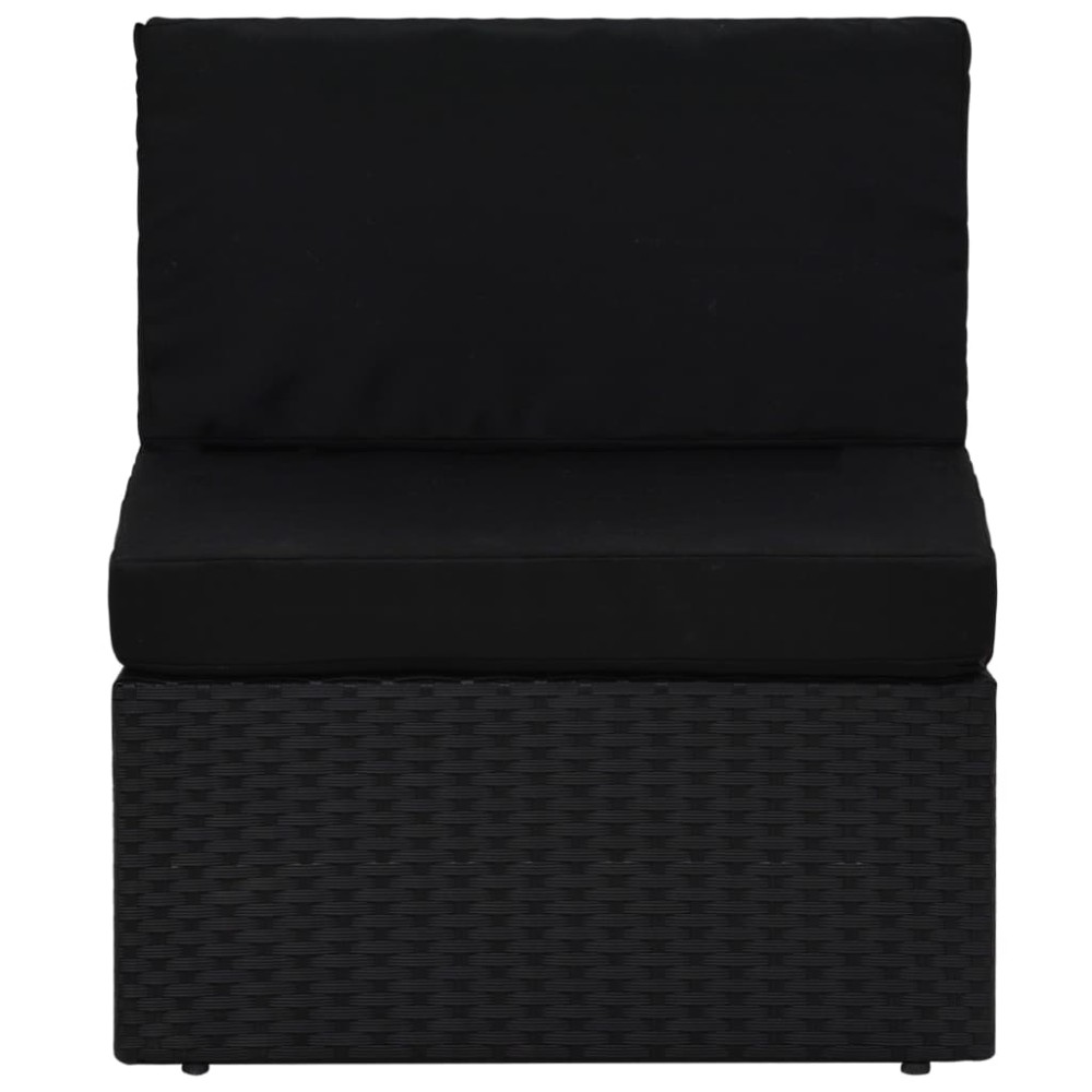 vidaXL Canapea de mijloc modulară, negru, poliratan