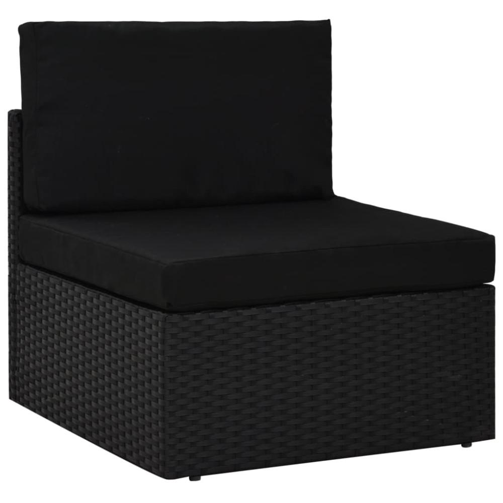 vidaXL Canapea de mijloc modulară, negru, poliratan