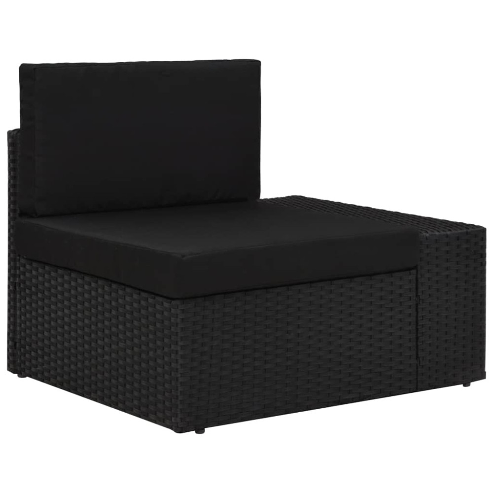 vidaXL Canapea de colț modulară cu cotieră stânga, negru, poliratan
