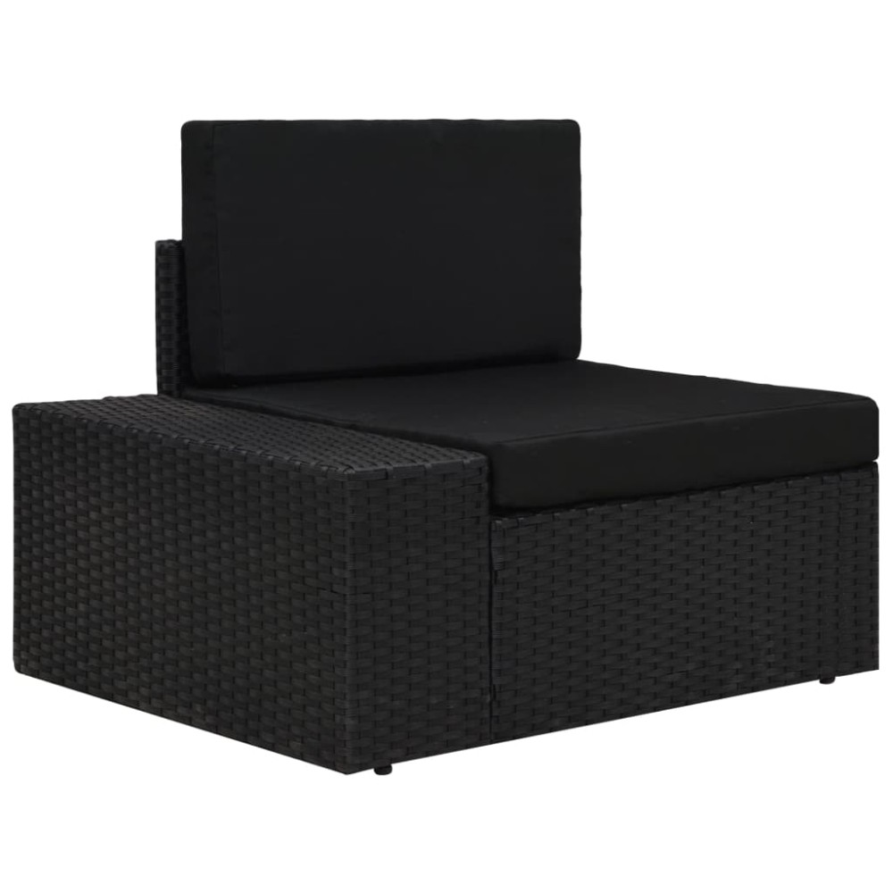 vidaXL Canapea de colț modulară cu cotieră dreapta, negru, poliratan