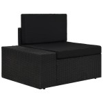 vidaXL Canapea de colț modulară cu cotieră dreapta, negru, poliratan
