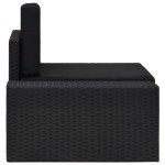 vidaXL Canapea de colț modulară cu cotieră dreapta, negru, poliratan