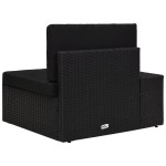 vidaXL Canapea de colț modulară cu cotieră dreapta, negru, poliratan