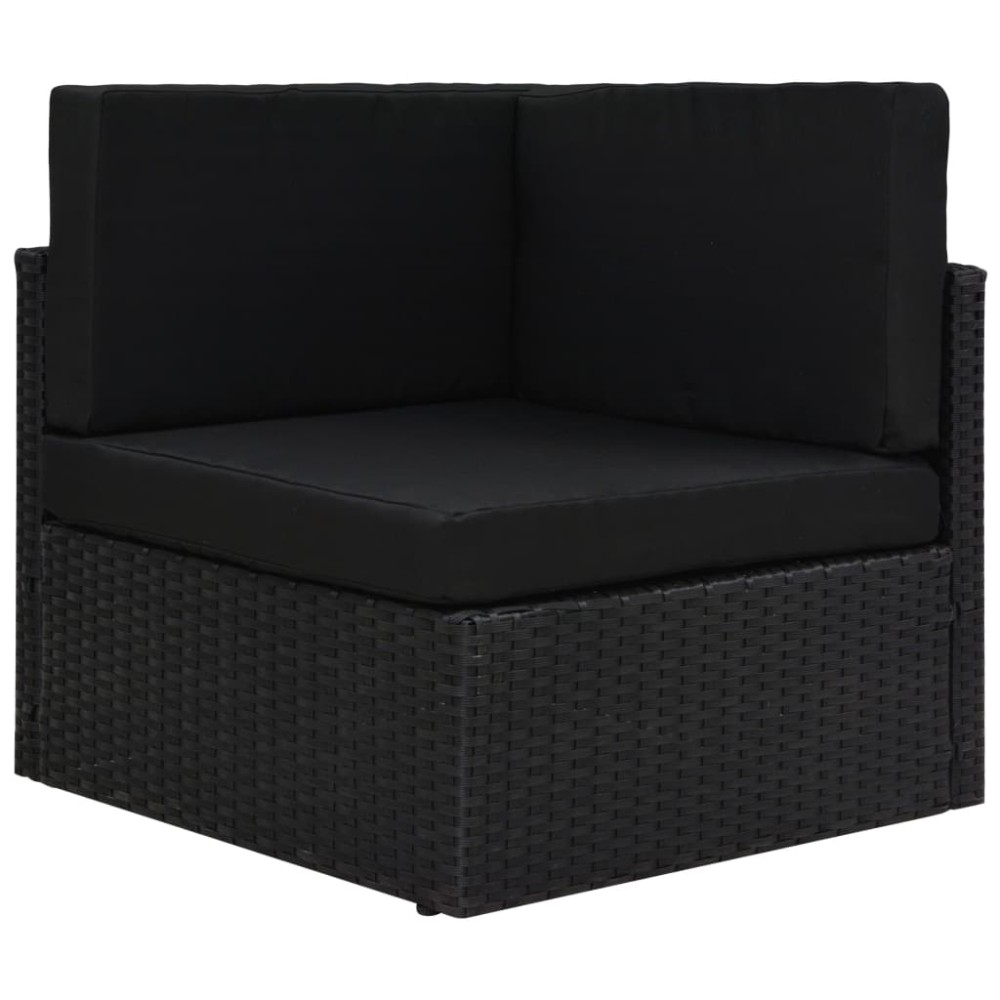 vidaXL Canapea de colț modulară, negru, poliratan
