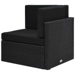 vidaXL Canapea de colț modulară, negru, poliratan vidaXL Canapea de colț modulară, negru, poliratan