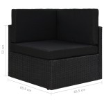 vidaXL Canapea de colț modulară, negru, poliratan vidaXL Canapea de colț modulară, negru, poliratan