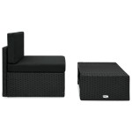 vidaXL Set mobilier de grădină, 2 piese, negru, poliratan vidaXL Set mobilier de grădină, 2 piese, negru, poliratan