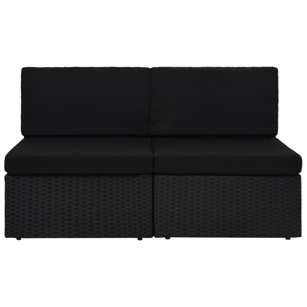 vidaXL Canapea modulară cu 2 locuri, negru, poliratan