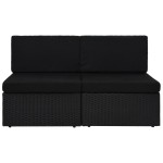 vidaXL Canapea modulară cu 2 locuri, negru, poliratan vidaXL Canapea modulară cu 2 locuri, negru, poliratan