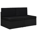 vidaXL Canapea modulară cu 2 locuri, negru, poliratan vidaXL Canapea modulară cu 2 locuri, negru, poliratan