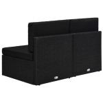 vidaXL Canapea modulară cu 2 locuri, negru, poliratan vidaXL Canapea modulară cu 2 locuri, negru, poliratan
