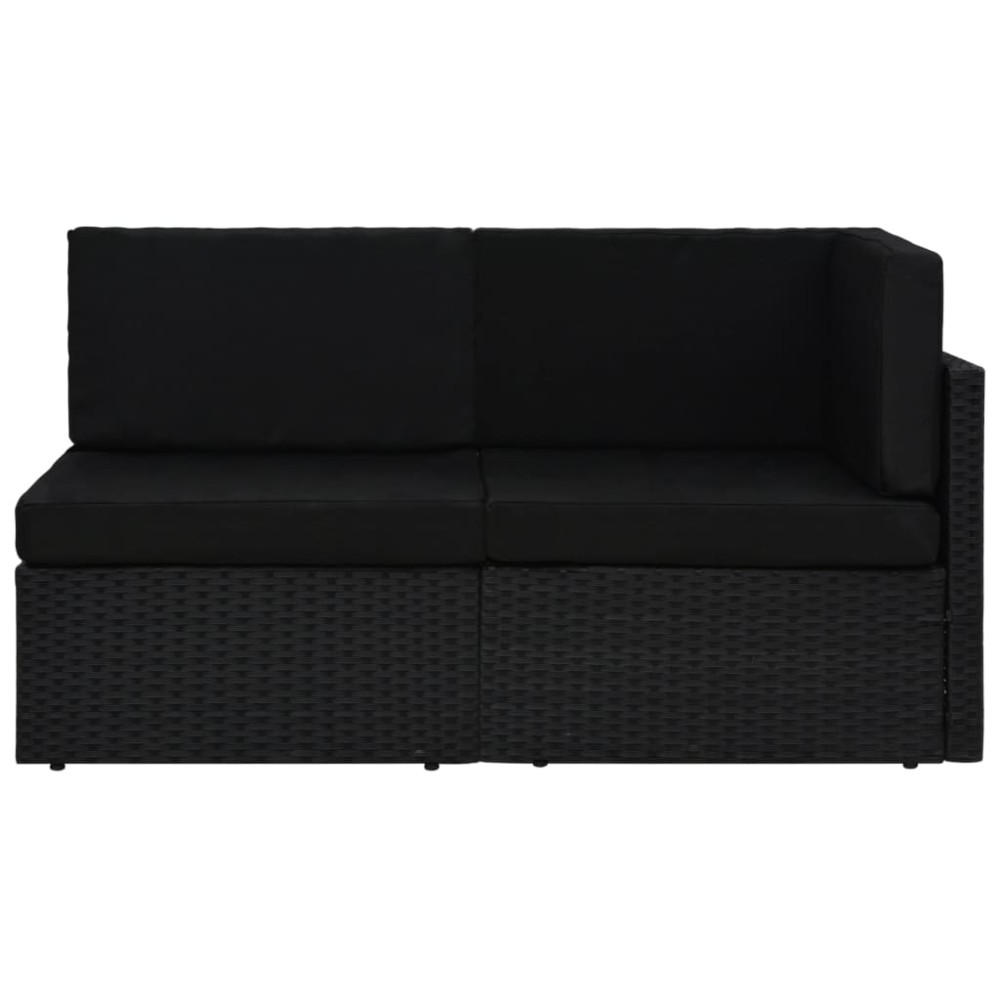 vidaXL Canapea modulară cu 2 locuri, negru, poliratan