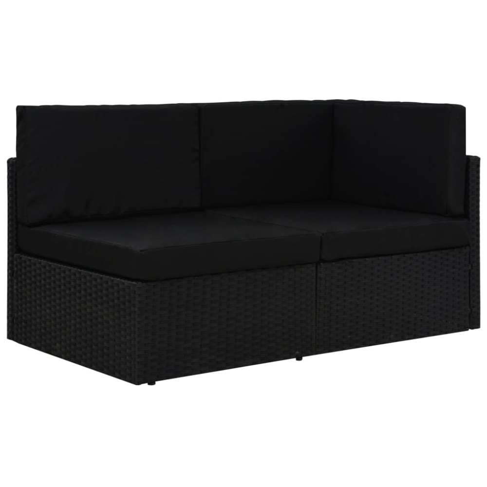 vidaXL Canapea modulară cu 2 locuri, negru, poliratan