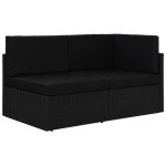 vidaXL Canapea modulară cu 2 locuri, negru, poliratan vidaXL Canapea modulară cu 2 locuri, negru, poliratan