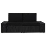 vidaXL Canapea modulară cu 2 locuri, negru, poliratan vidaXL Canapea modulară cu 2 locuri, negru, poliratan