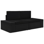 vidaXL Canapea modulară cu 2 locuri, negru, poliratan vidaXL Canapea modulară cu 2 locuri, negru, poliratan