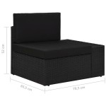 vidaXL Canapea modulară cu 2 locuri, negru, poliratan vidaXL Canapea modulară cu 2 locuri, negru, poliratan